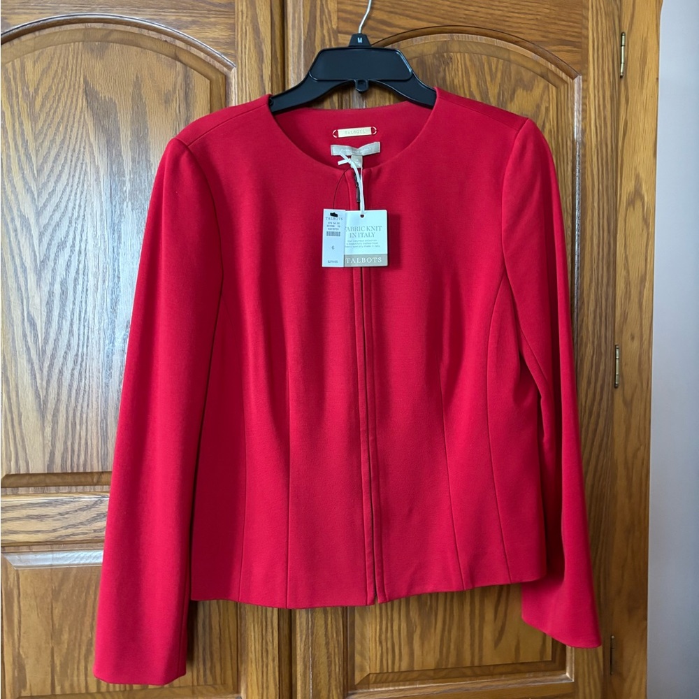Talbots Italian Wool Size 6 Zip Blazer NWT